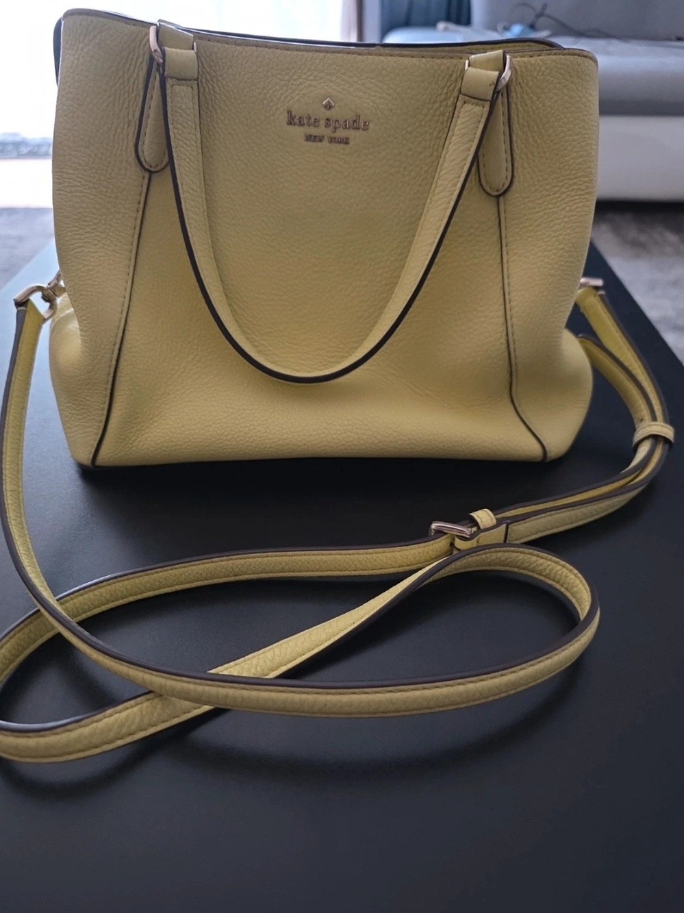 kate spade Lemon Yellow Leather Tote with Removable Strap